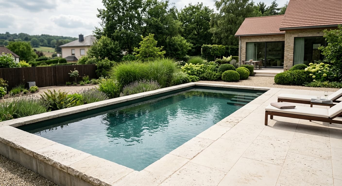 Piscine en béton armé livrée à Kopstal avec abri plat